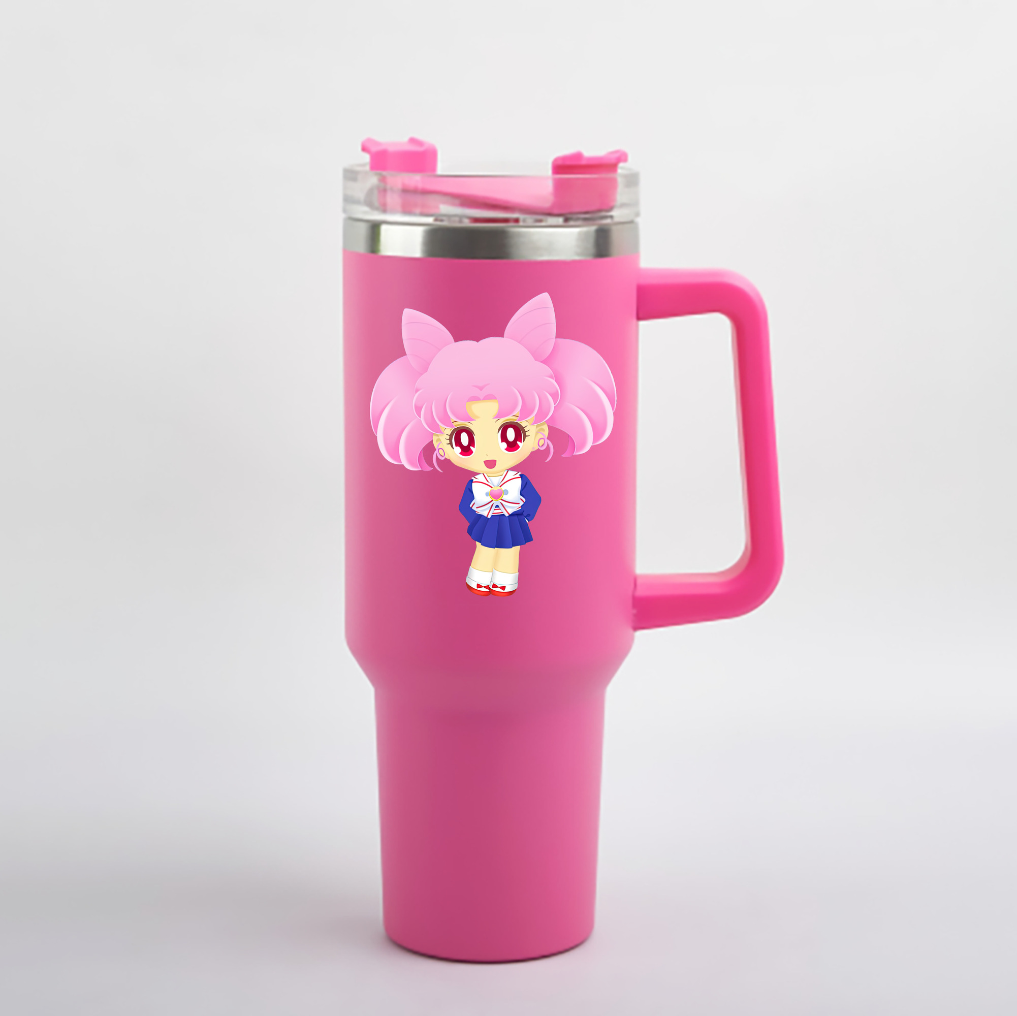 （画像用） 美少女戦士セーラームーン ちびうさ Sailor Moon Chibiusa Tsukino Usagi Small Lady Serenity 1200mL車用タンブラー - クリスタルステッカー（プラスチックストロー付き）